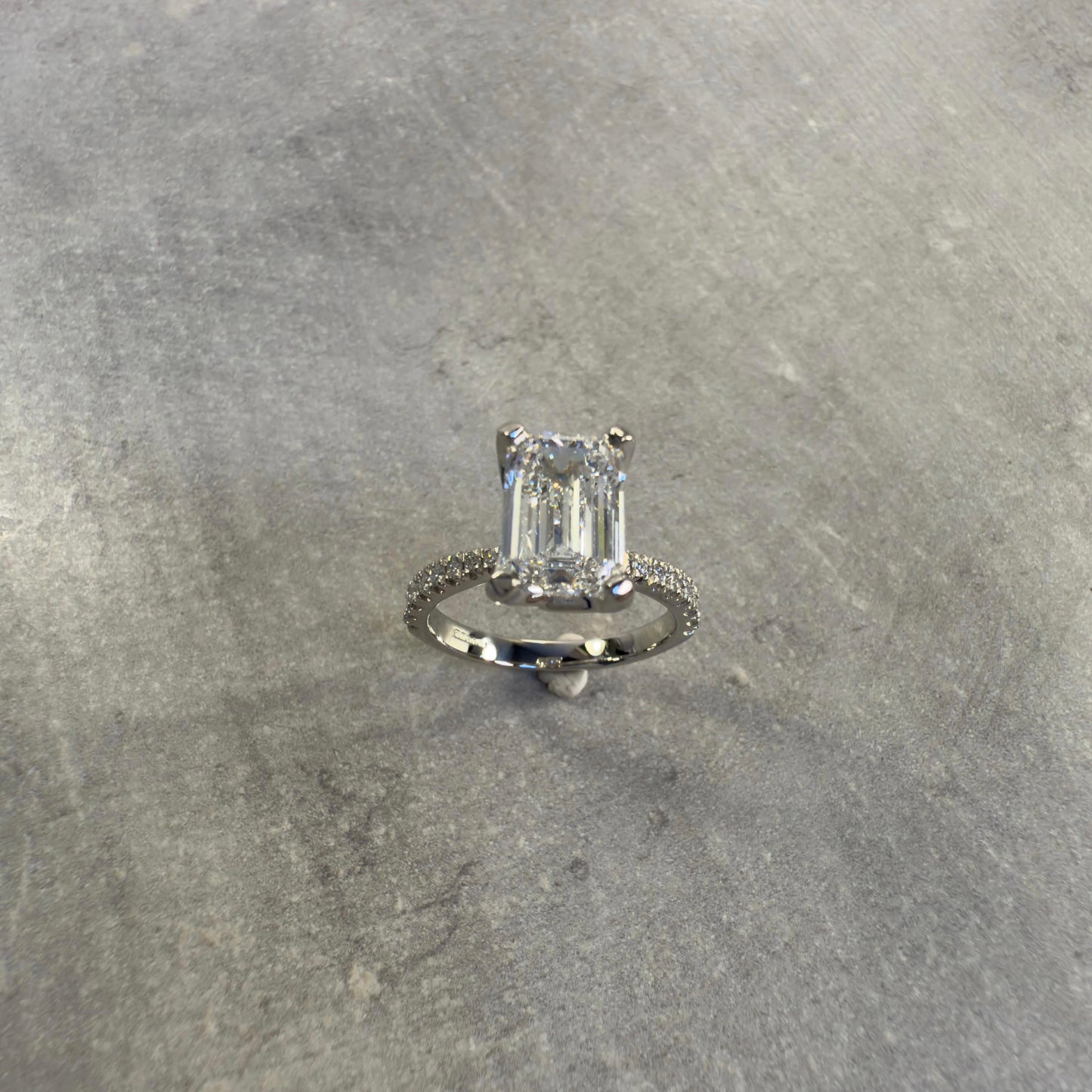 2.97ct 'Alora' Emerald cut Platinum Diamond Set Solitaire Ring
