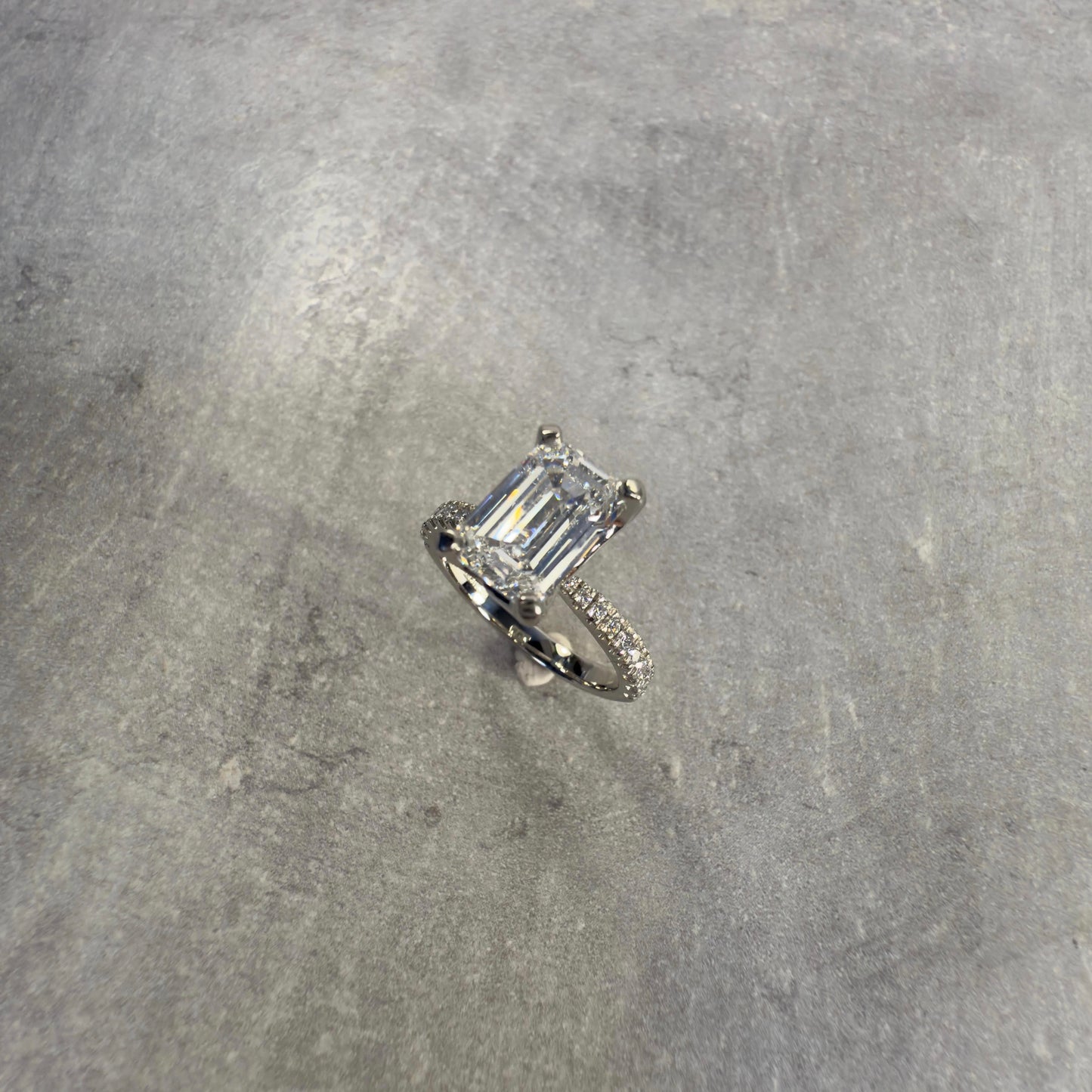 2.97ct 'Alora' Emerald cut Platinum Diamond Set Solitaire Ring