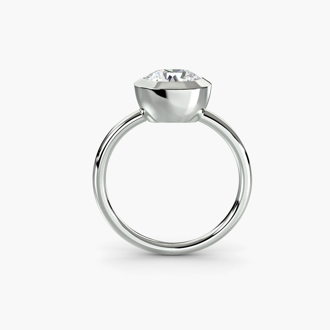 White gold solitaire diamond engagement ring, front view