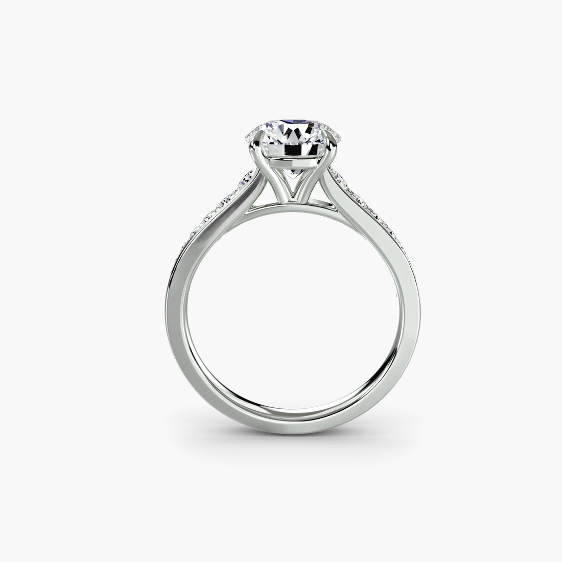 White gold pavé diamond ring shown for ring sizing reference