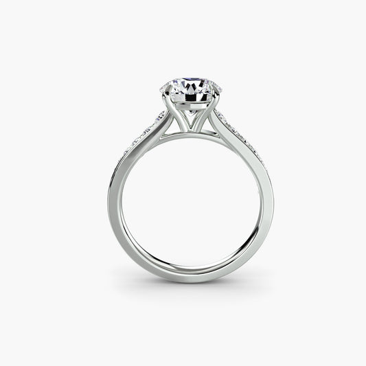 White gold pavé diamond ring shown for ring sizing reference