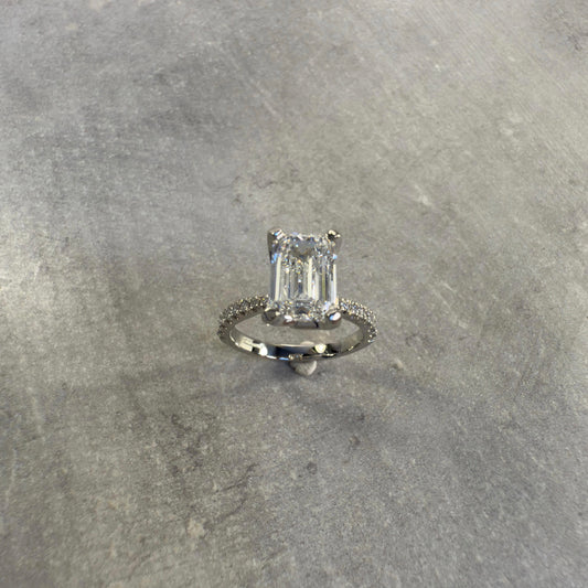 2.97ct 'Alora' Emerald cut Platinum Diamond Set Solitaire Ring