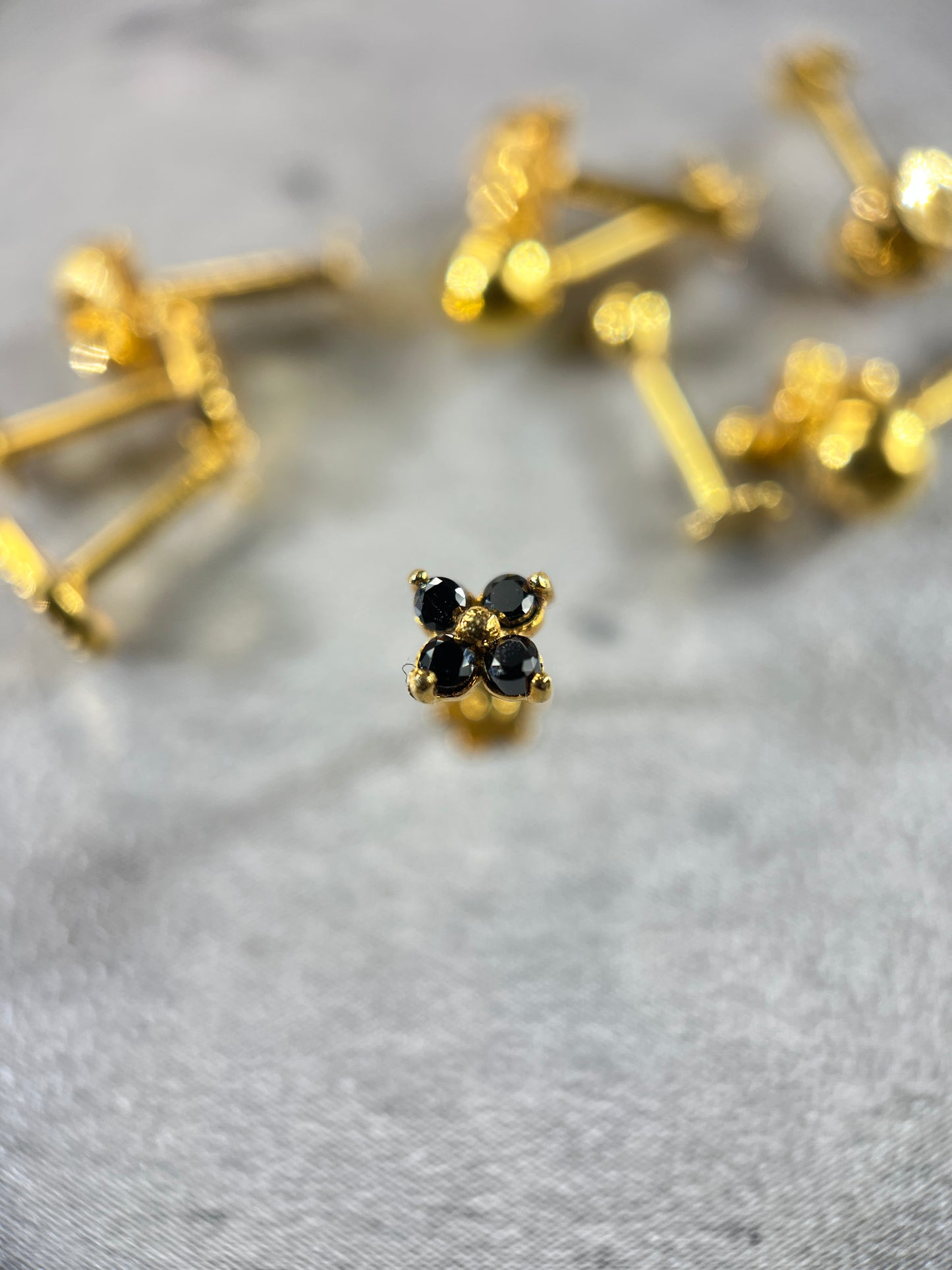 Gold Onyx X Cluster Stud