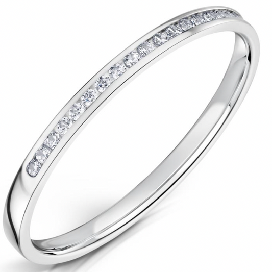 18ct White Gold Channel Set Half Coverage Ring ( Choose your width )