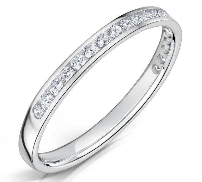 18ct White Gold Channel Set Half Coverage Ring ( Choose your width )