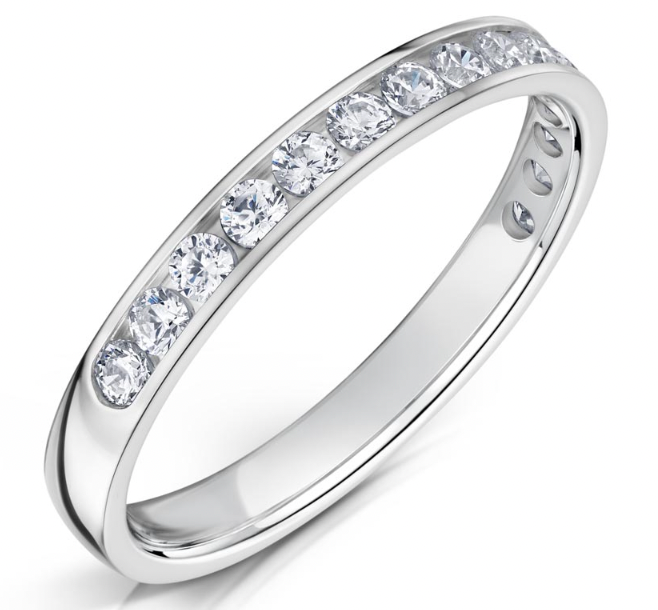 18ct White Gold Channel Set Half Coverage Ring ( Choose your width )