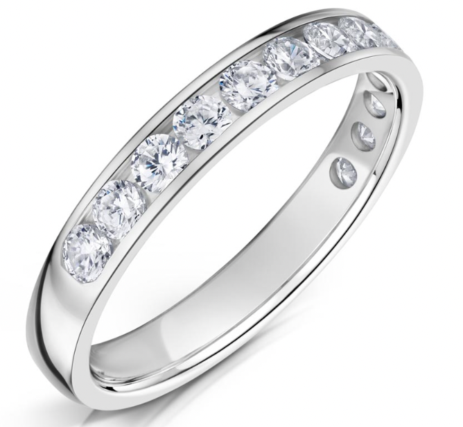 18ct White Gold Channel Set Half Coverage Ring ( Choose your width )