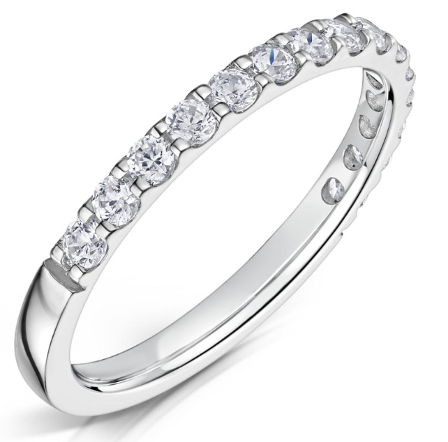 Platinum Micro Claw Set Half Coverage Ring ( Choose your width )