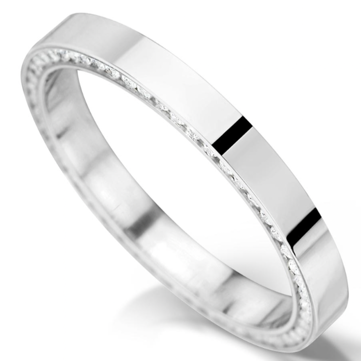 2.5mm Plain Top Hidden Diamond Eternity Ring