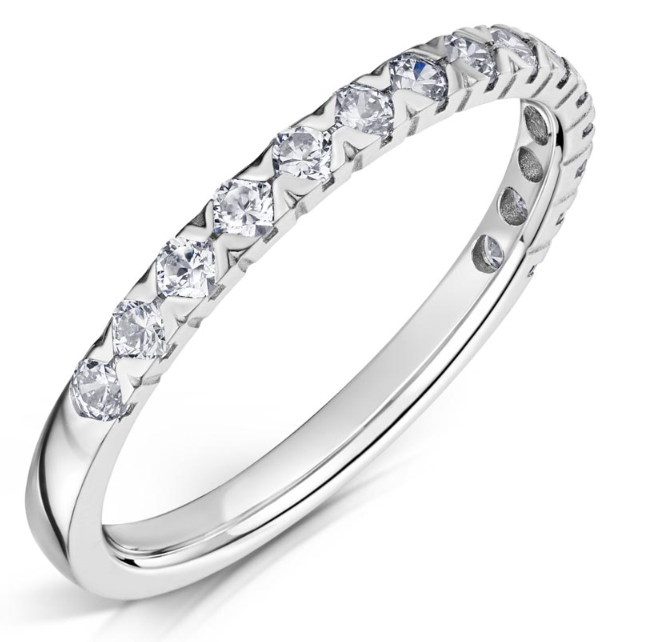 18ct White Gold V Claw Set Half Coverage Ring ( Choose your width )