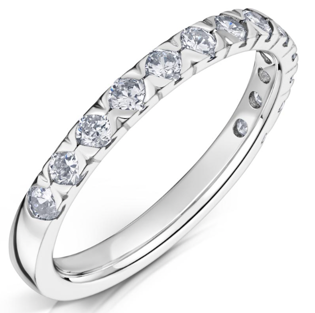 18ct White Gold V Claw Set Half Coverage Ring ( Choose your width )