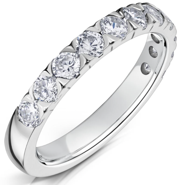 18ct White Gold V Claw Set Half Coverage Ring ( Choose your width )