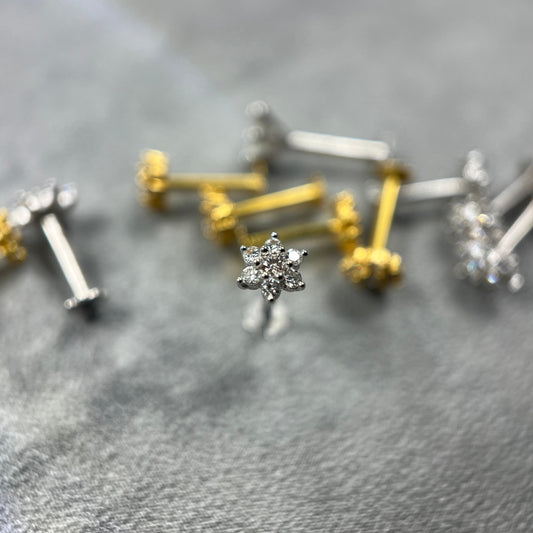 Flower Ear/Nose Stud – 18ct White/Yellow Gold