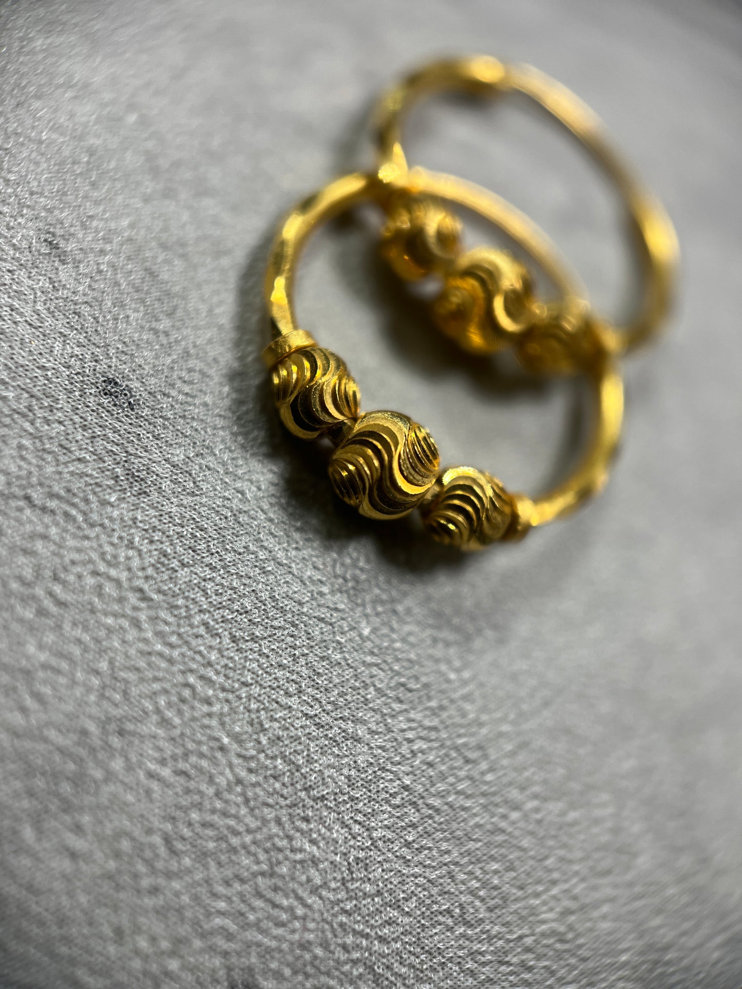 Small Bali/Hoops - Triple Ball Style -  22ct Yellow Gold