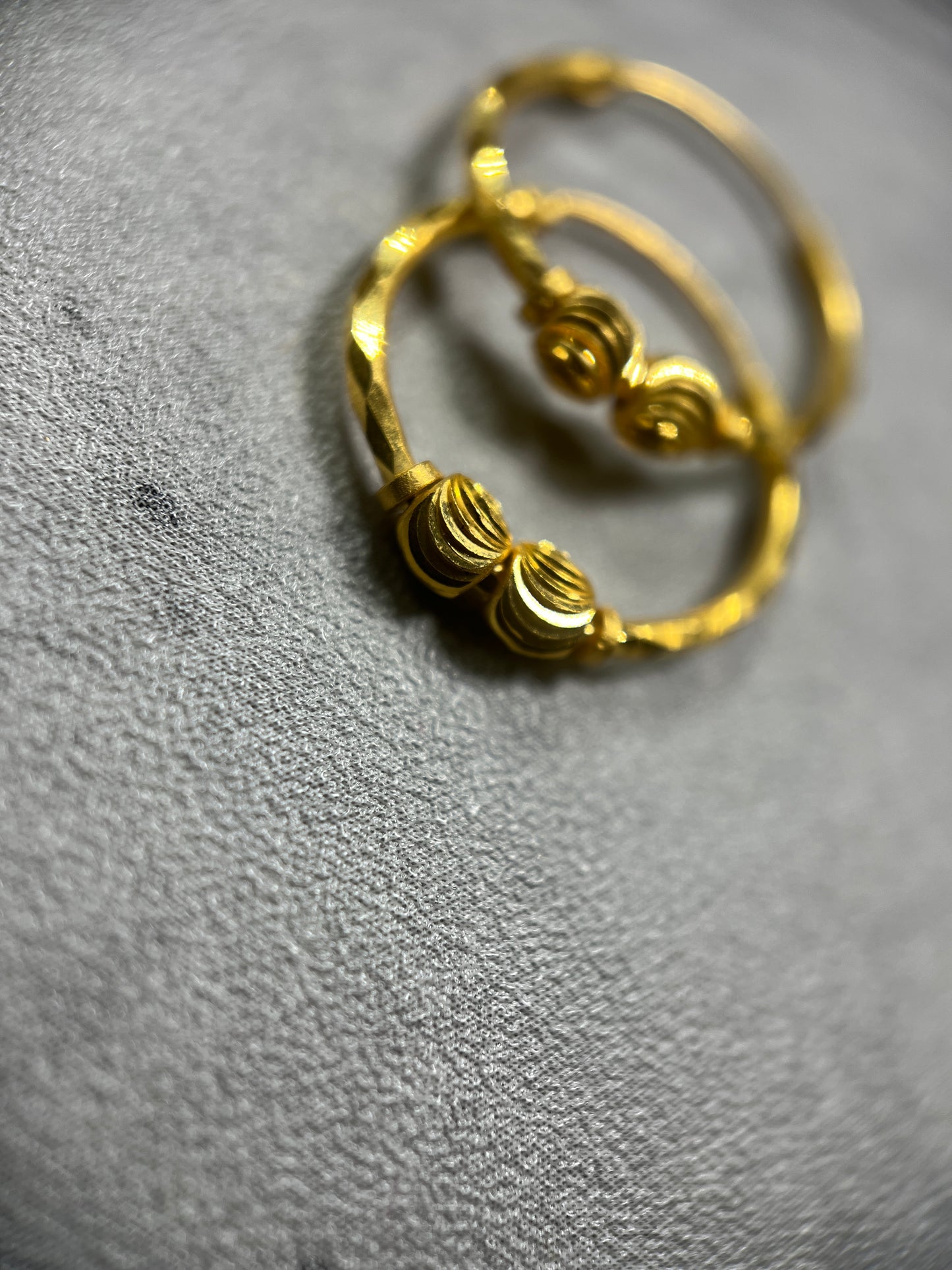 Small Bali/Hoops - Double Ball Style -  22ct Yellow Gold